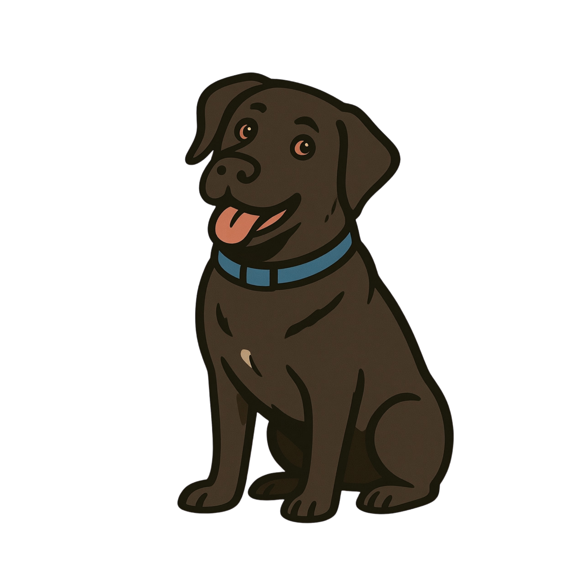 Flat sitting dog profile illustration